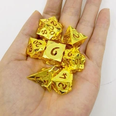 Morning Star Hollow Shiny Gold Metal Dice